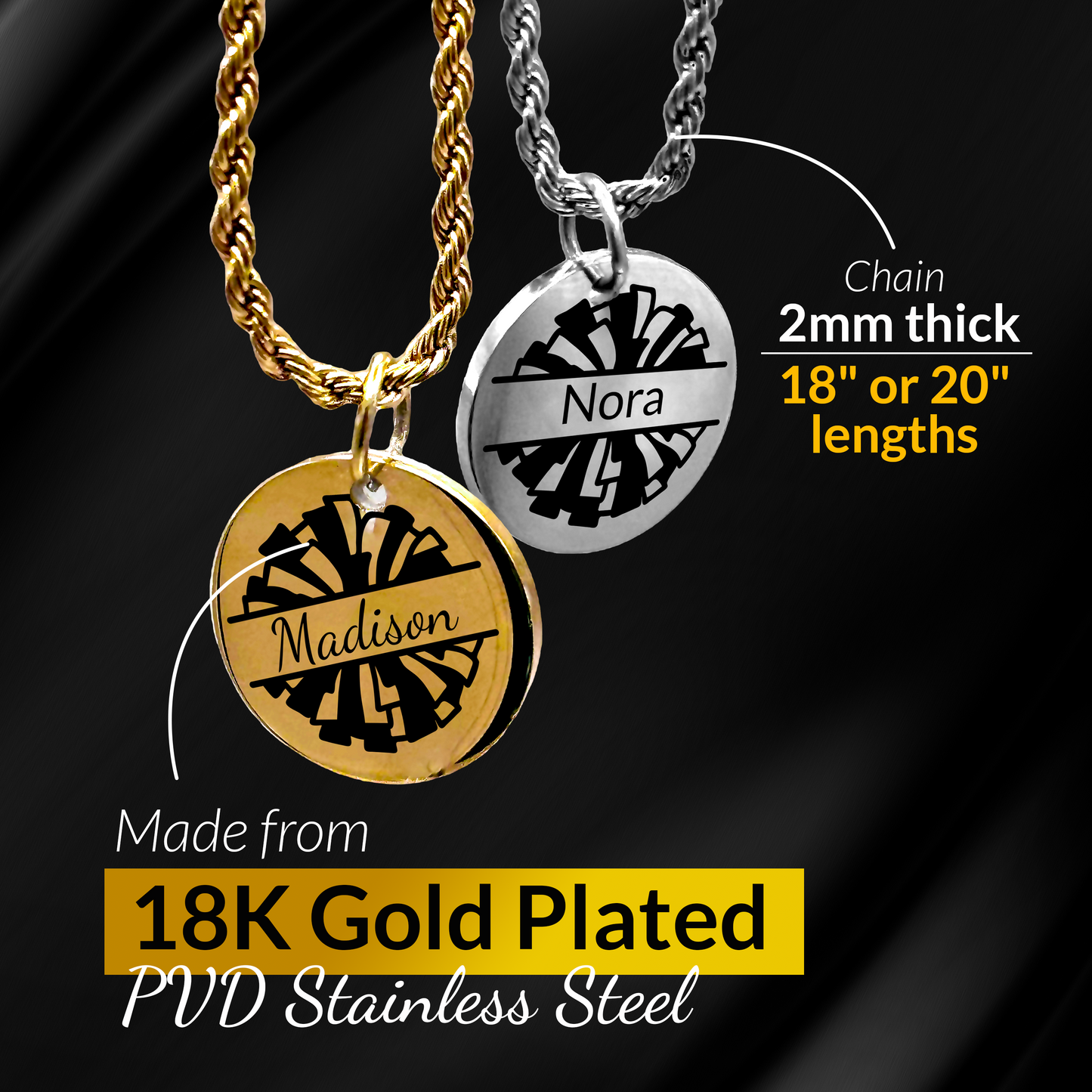 Cheer - Personalized Cheer Pendant Necklace