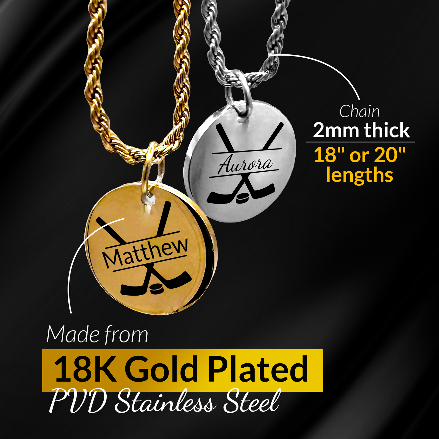 Hockey - Personalized Hockey Pendant Necklace