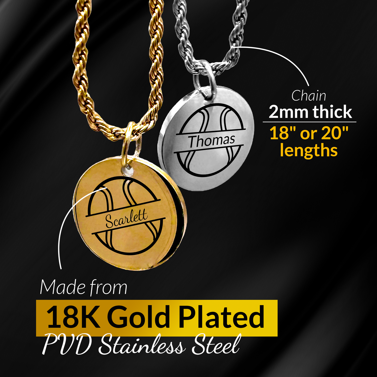 Tennis - Personalized Tennis Pendant Necklace
