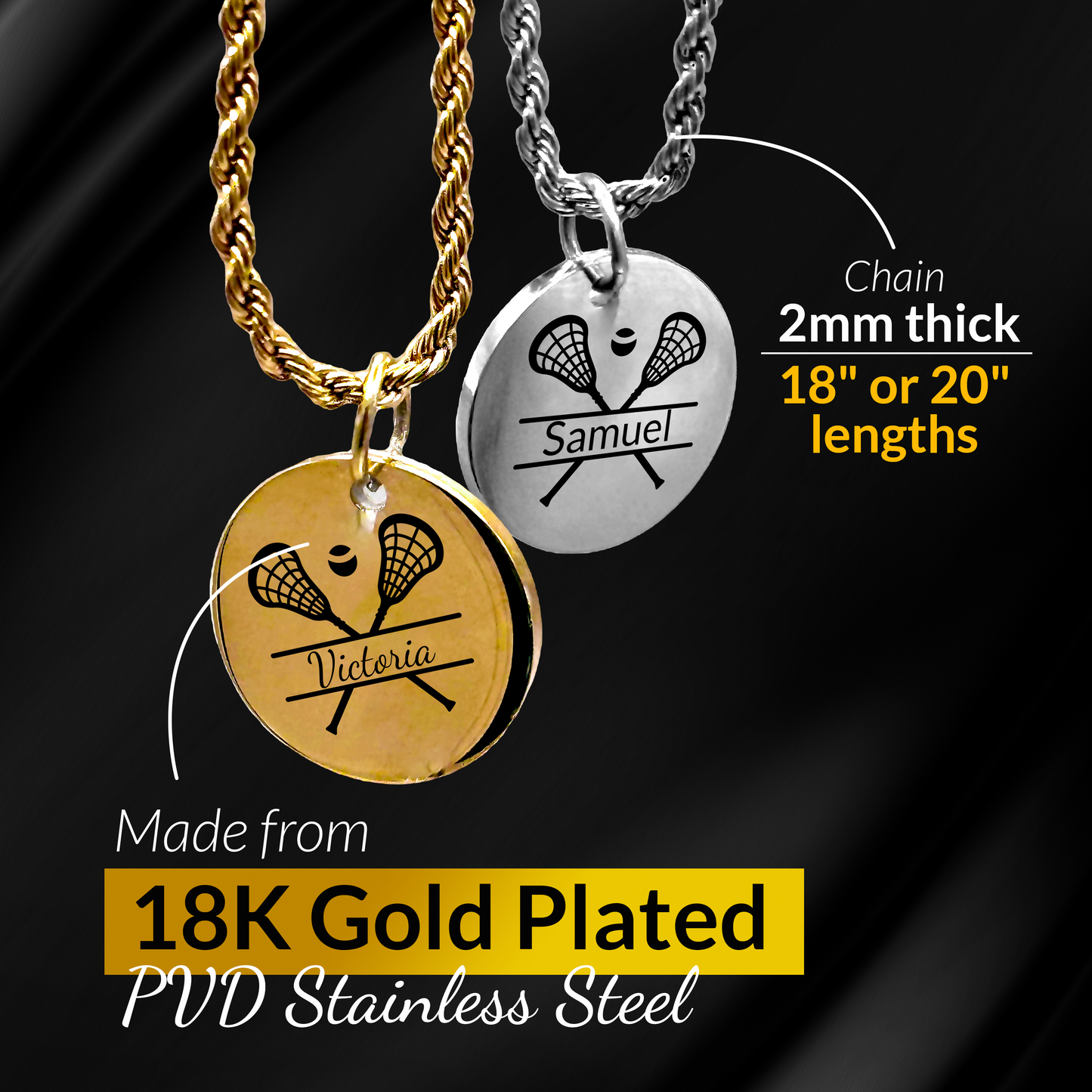 Lacrosse - Personalized Lacrosse Pendant Necklace