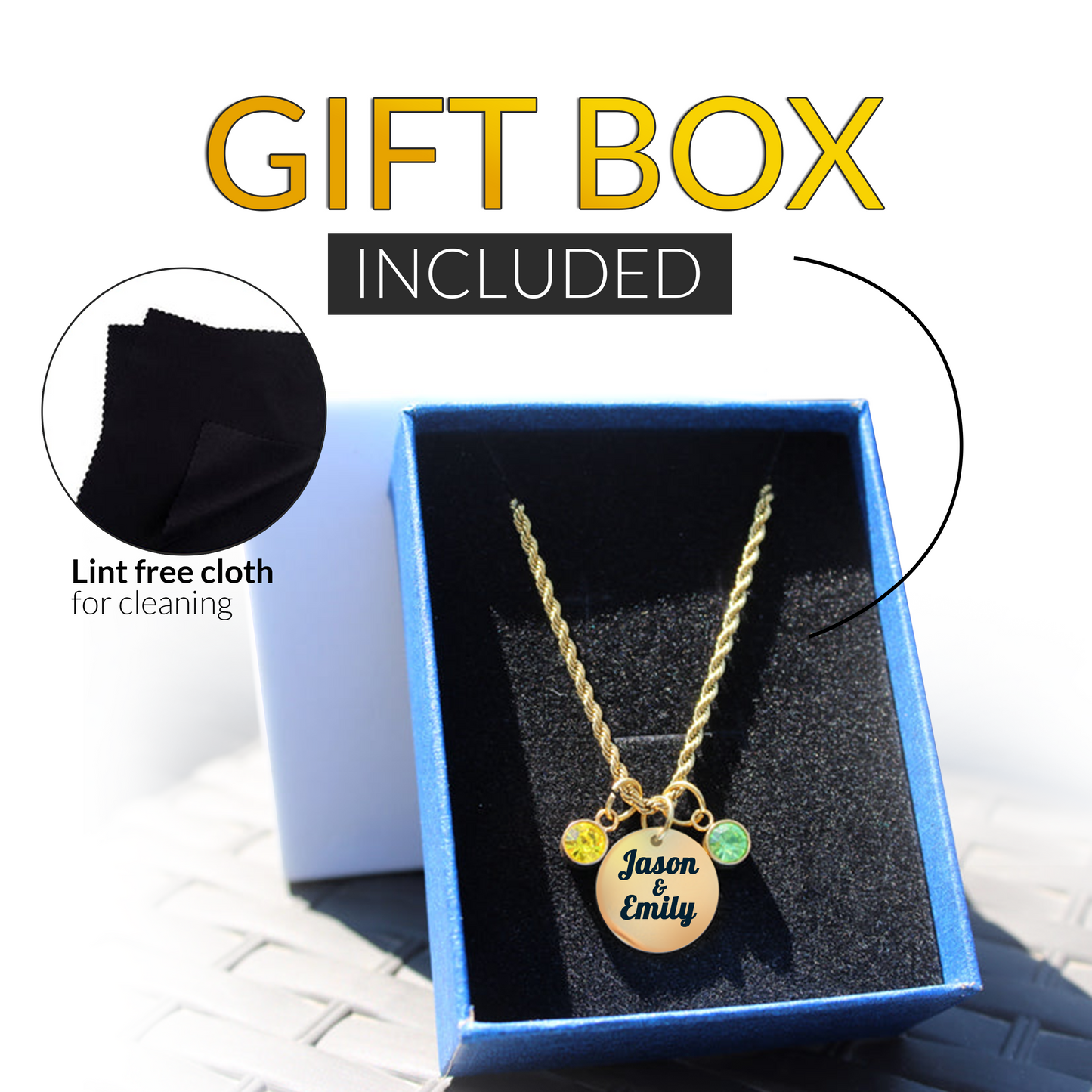 Personalized Gold Couple's Birthstone Necklace