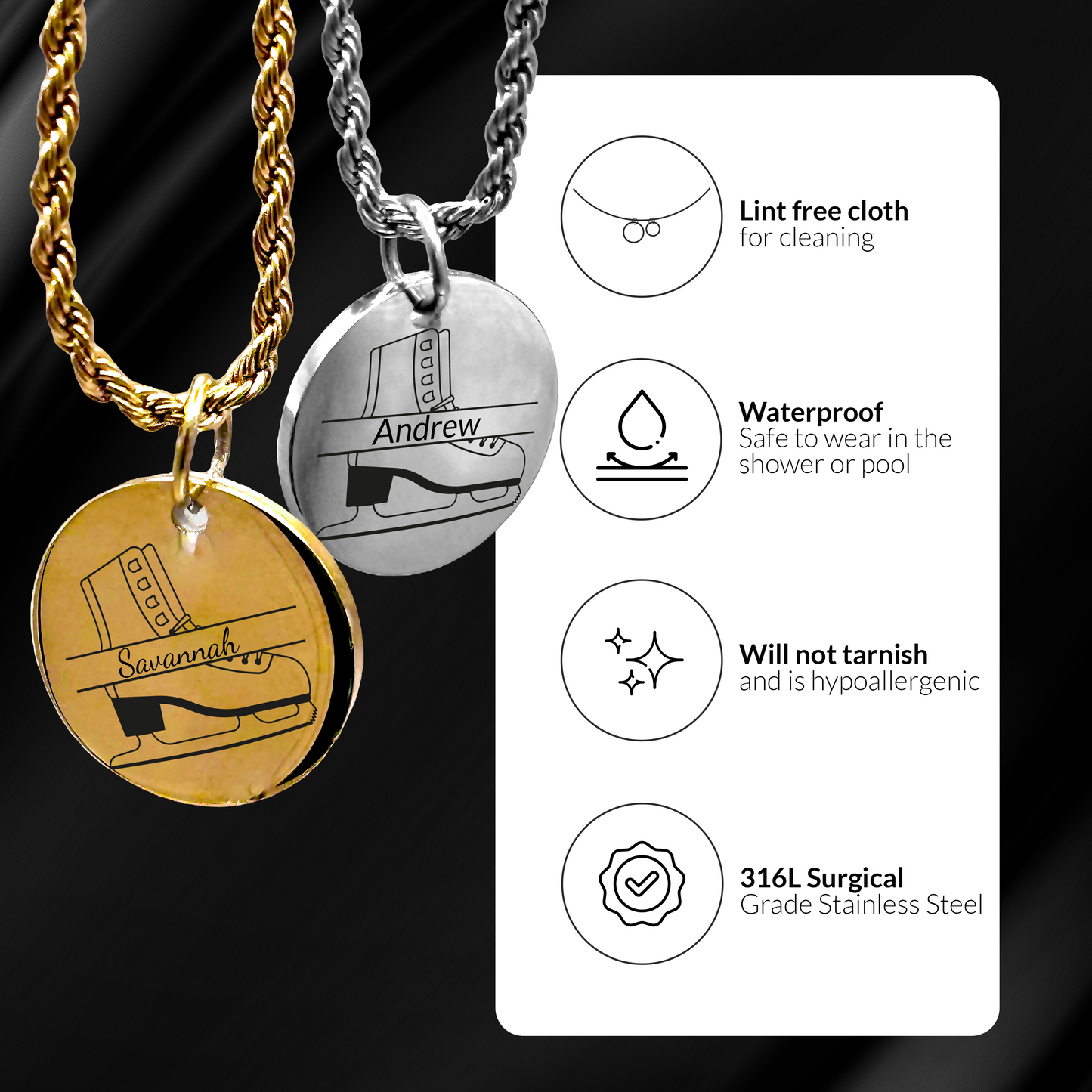 Ice Skating - Personalized Ice Skating Pendant Necklace