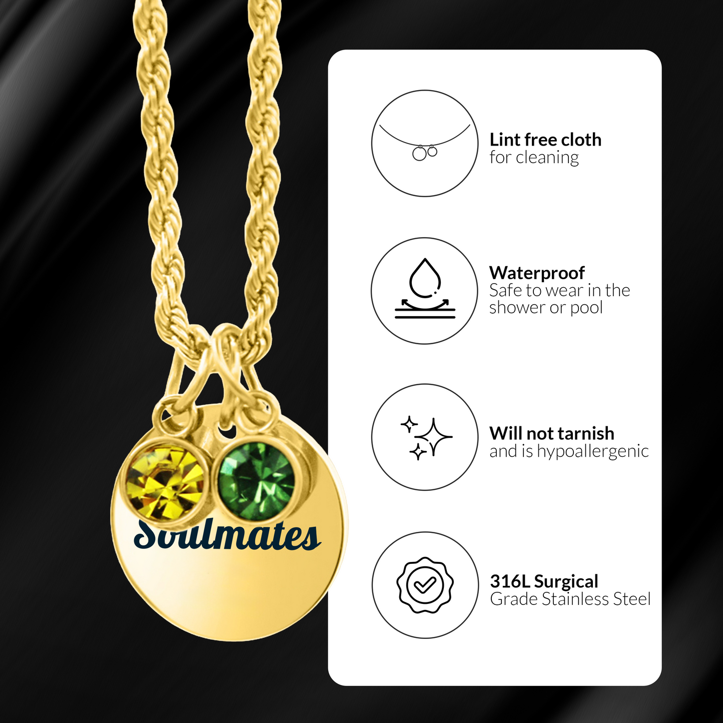 Personalized Gold Soulmate Birthstone Necklace