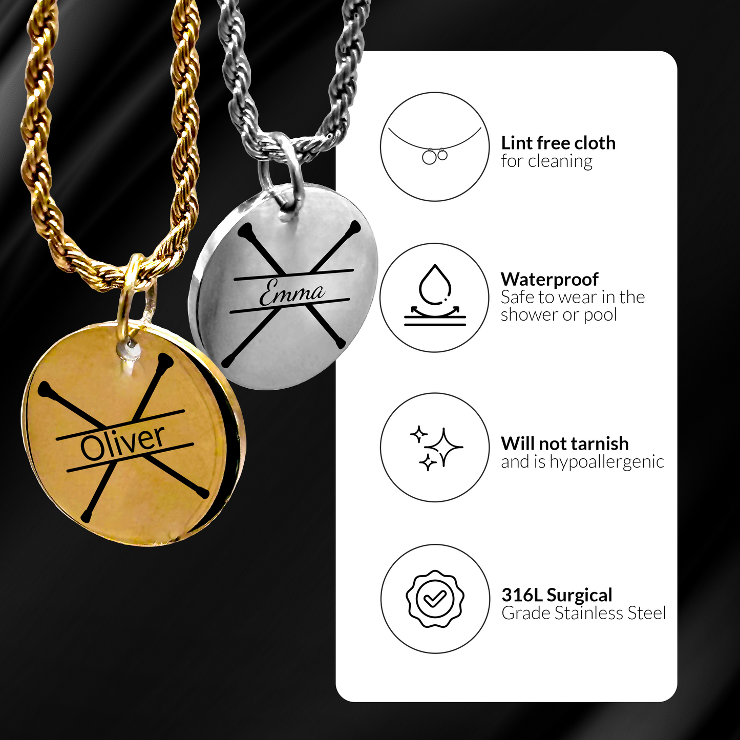 Baton Twirling - Personalized Baton Twirler Pendant Necklace