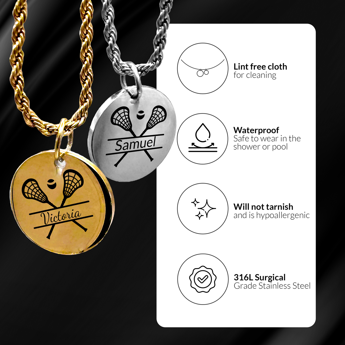Lacrosse - Personalized Lacrosse Pendant Necklace