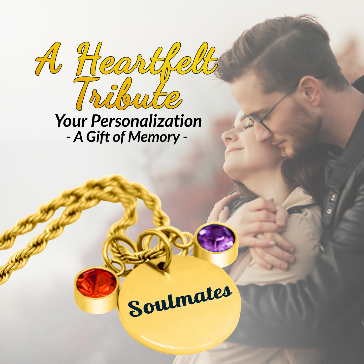 Personalized Gold Soulmate Birthstone Necklace