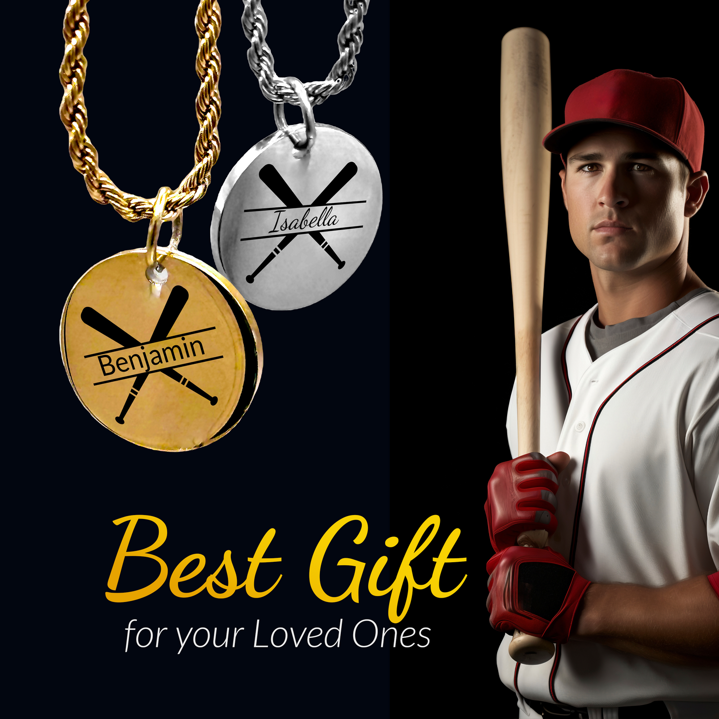 Baseball - Personalized Baseball Pendant Necklace