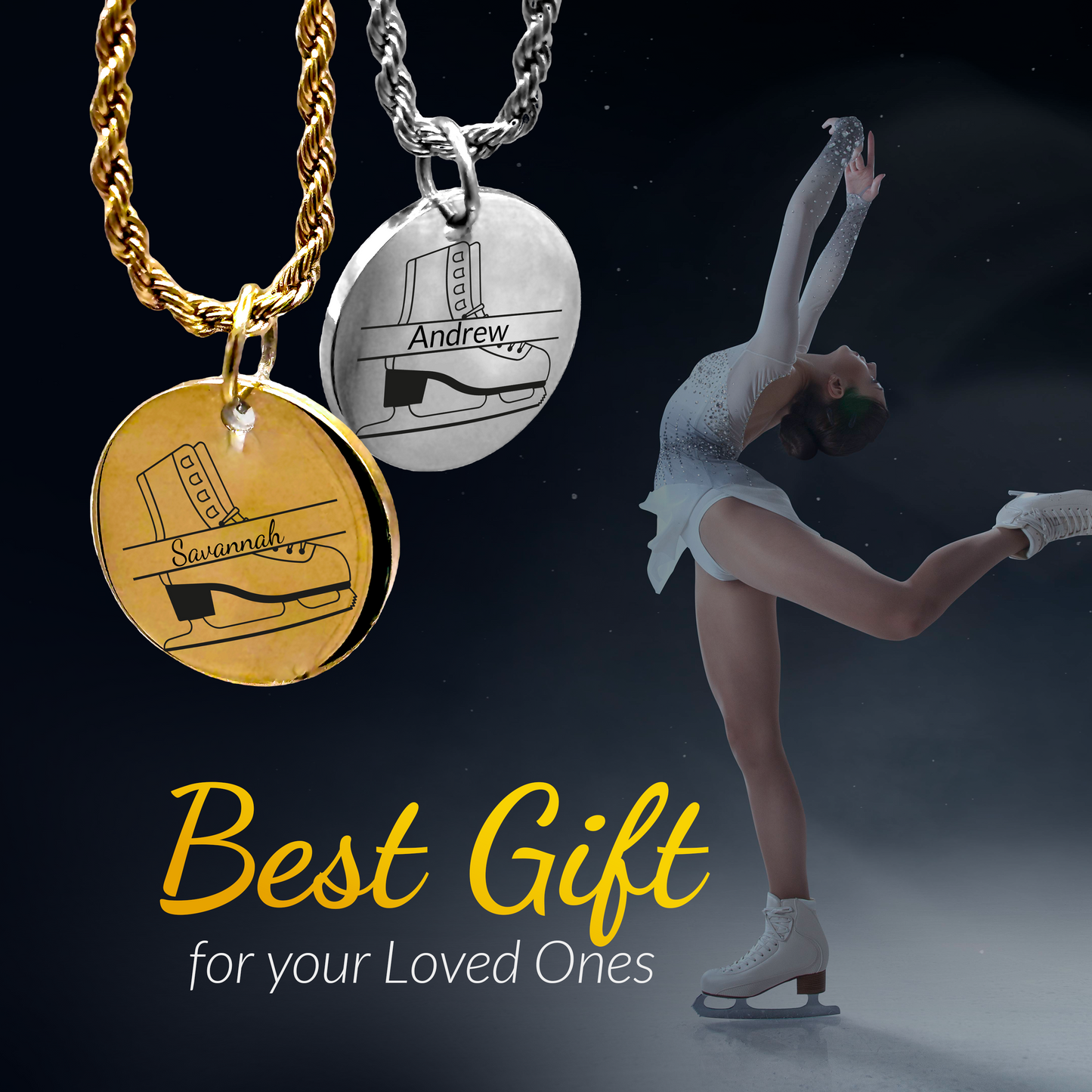 Ice Skating - Personalized Ice Skating Pendant Necklace
