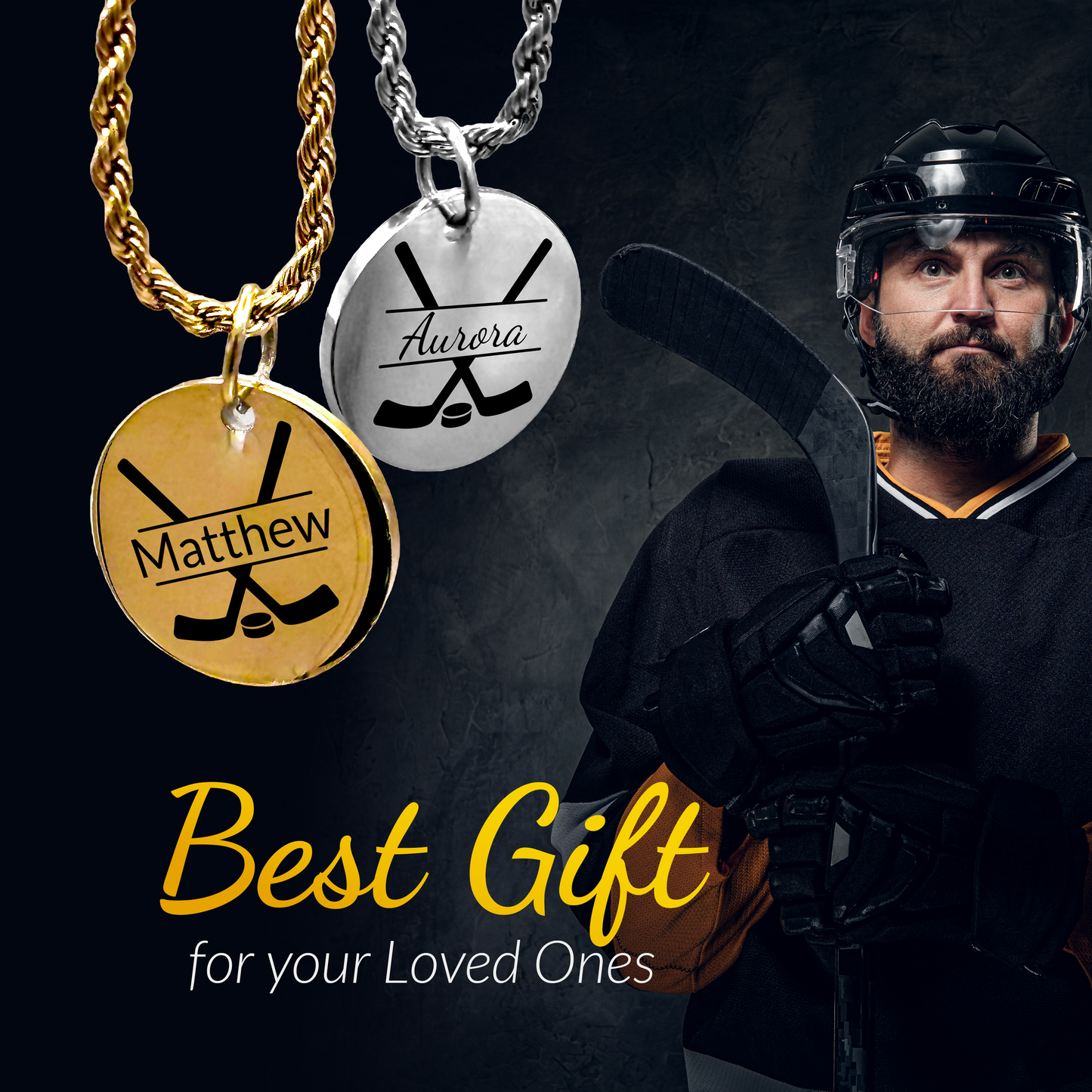 Hockey - Personalized Hockey Pendant Necklace