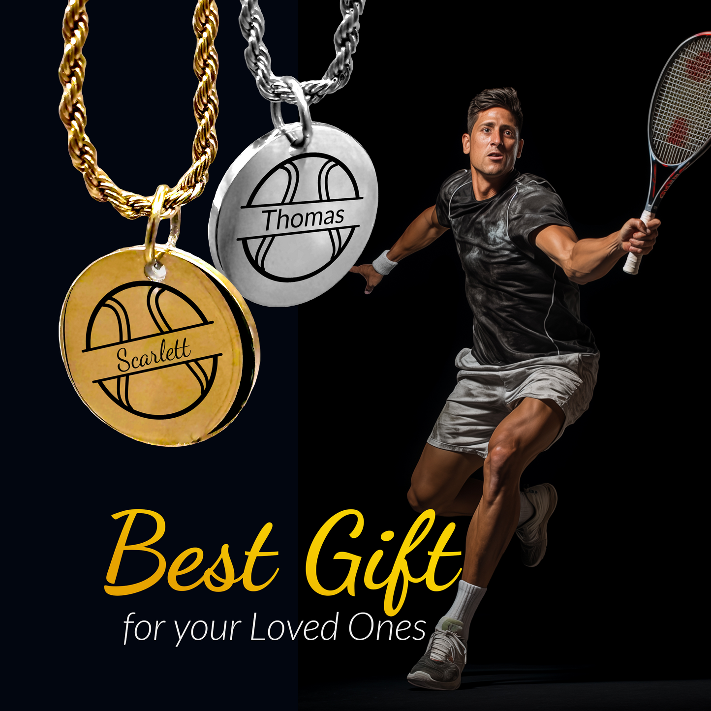 Tennis - Personalized Tennis Pendant Necklace