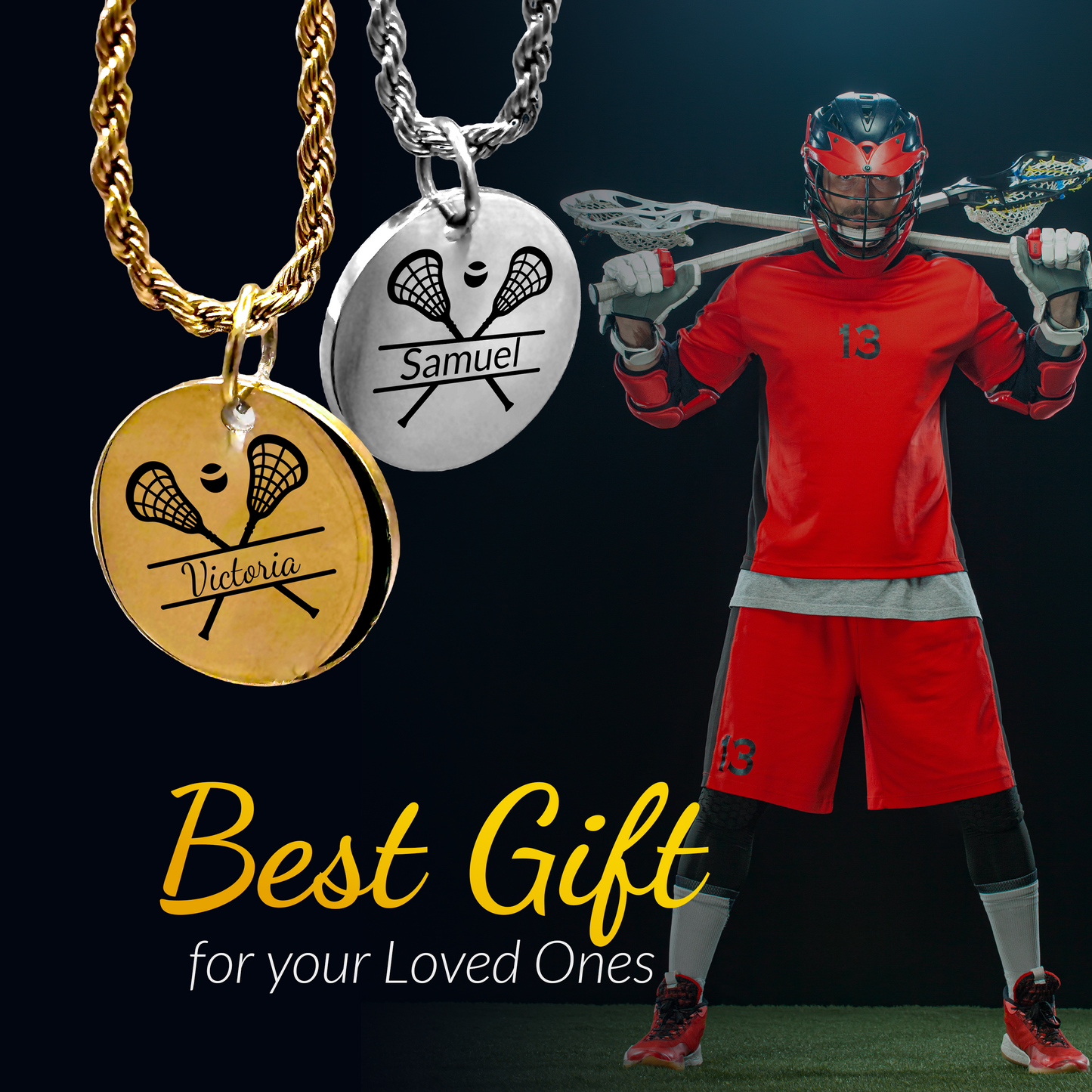 Lacrosse - Personalized Lacrosse Pendant Necklace