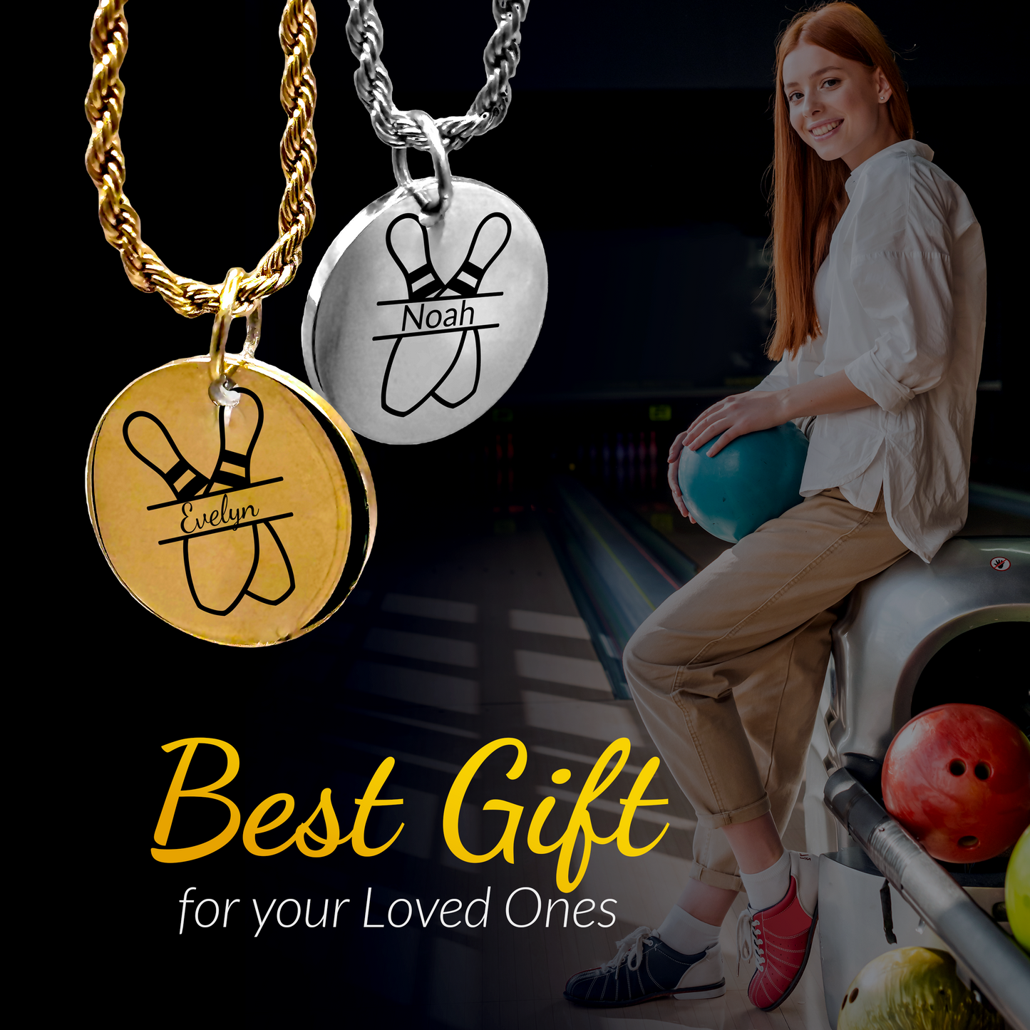 Bowling - Personalized Bowling Pendant Necklace