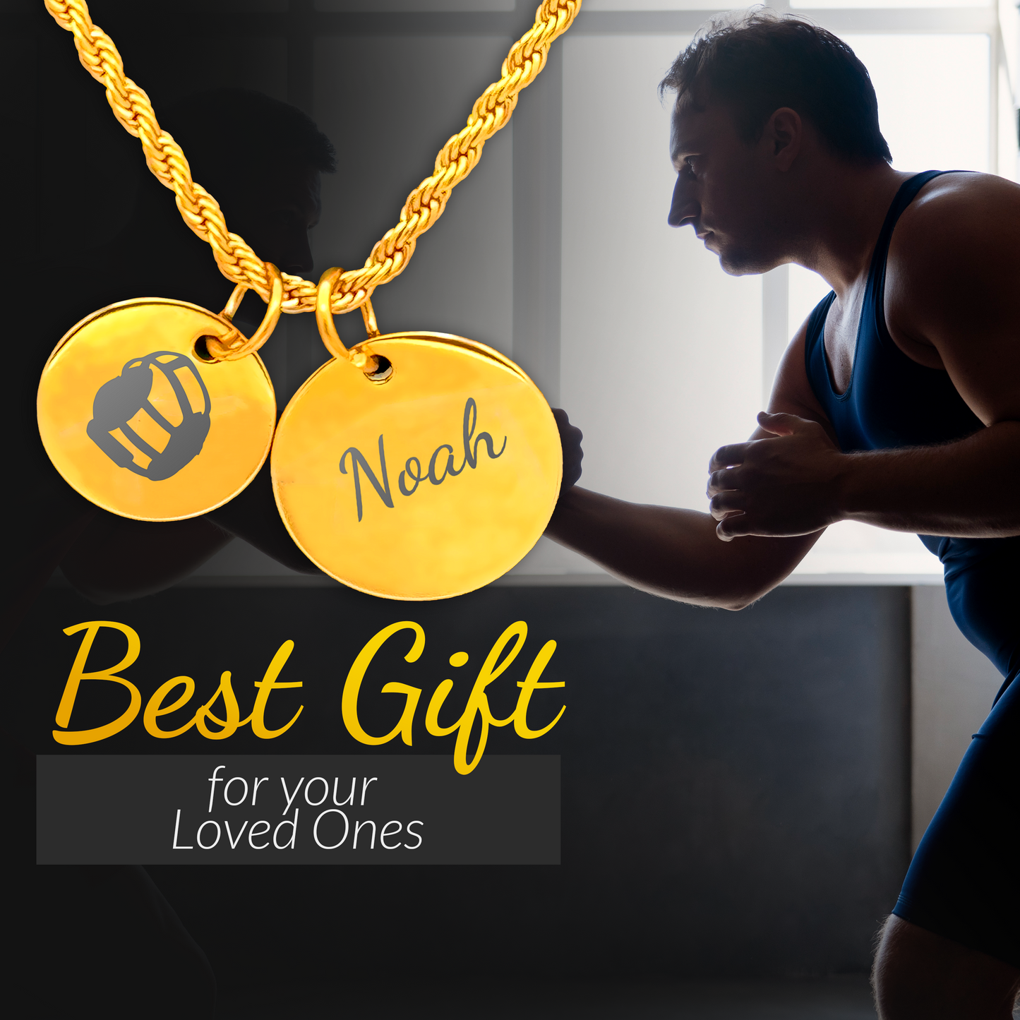 Wrestling - Personalized Gold Two Charm Wrestling Necklace