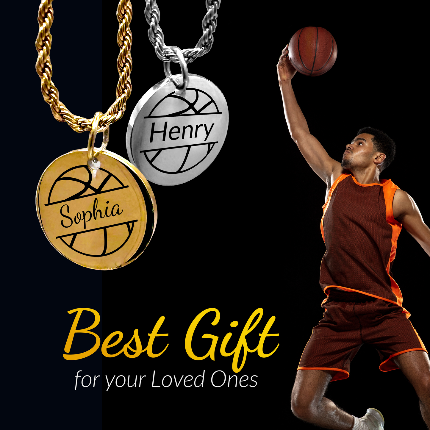 Basketball - Personalized Basketball Pendant Necklace