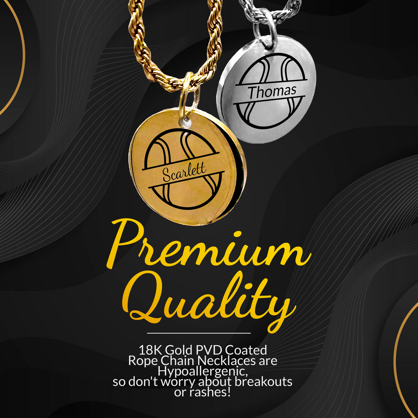 Tennis - Personalized Tennis Pendant Necklace