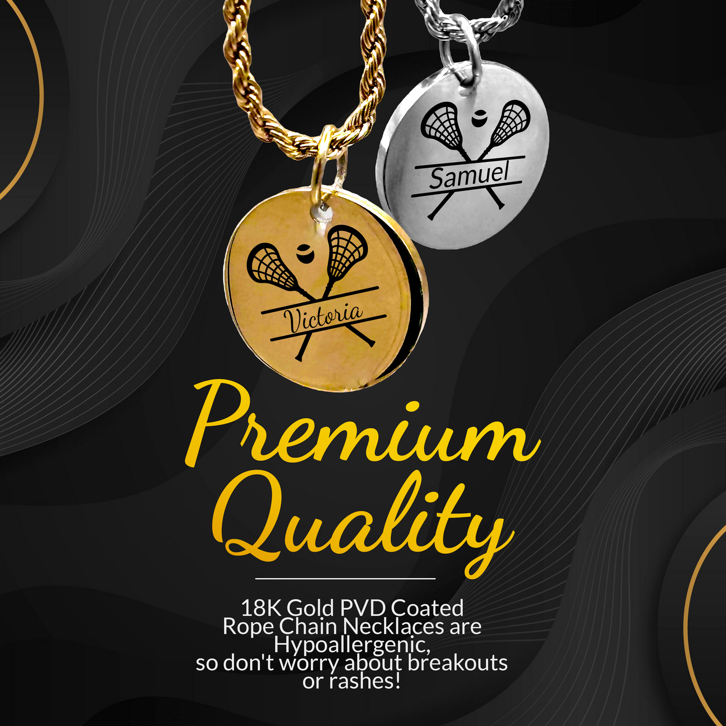 Lacrosse - Personalized Lacrosse Pendant Necklace
