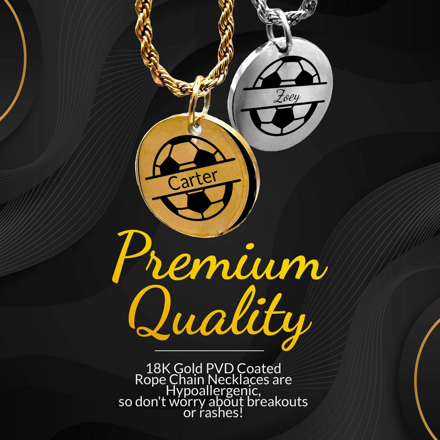 Soccer - Personalized Soccer Pendant Necklace