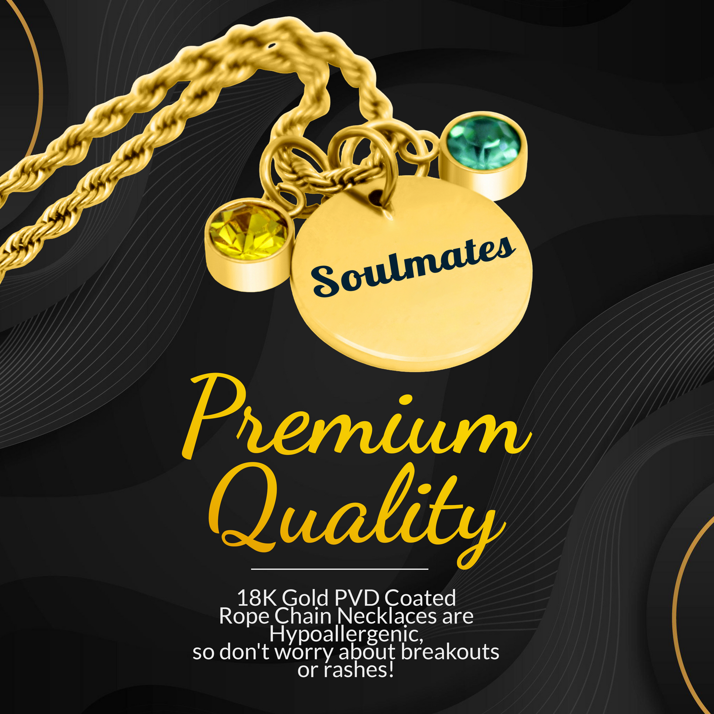Personalized Gold Soulmate Birthstone Necklace