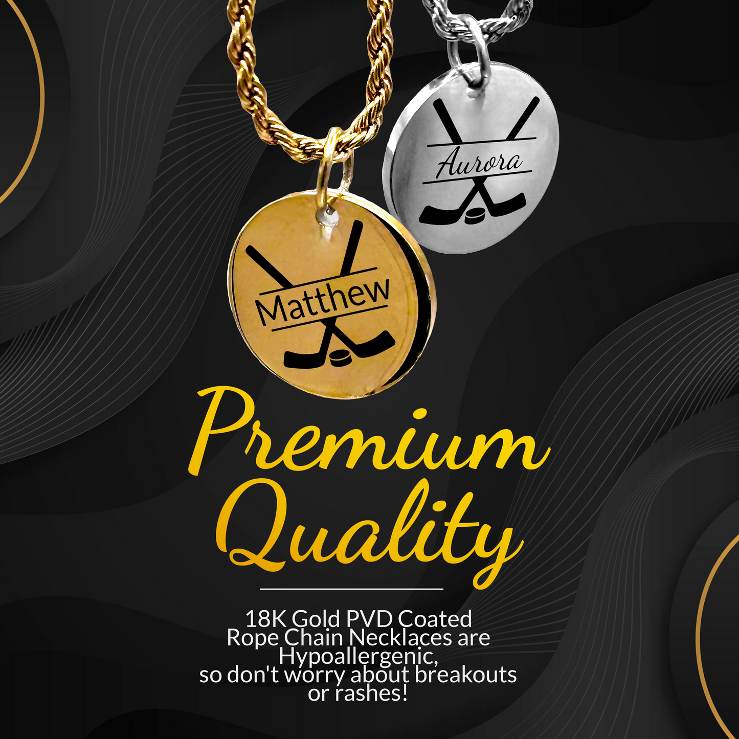 Hockey - Personalized Hockey Pendant Necklace