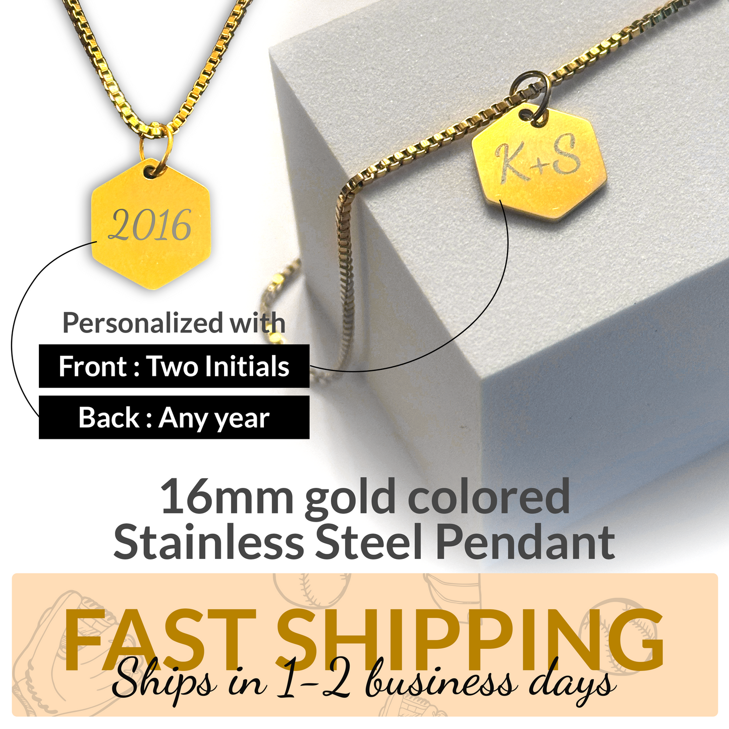 Personalized Gold Couple's Box Chain Necklace