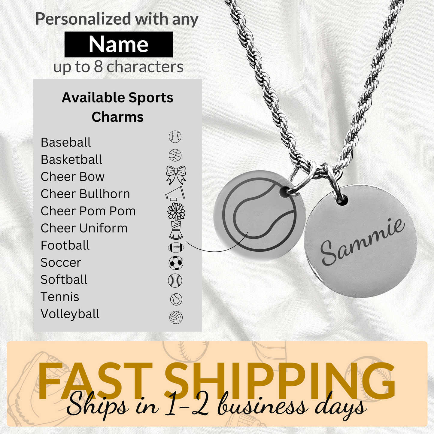 Stainless Steel Custom Two Charm Sports Necklace