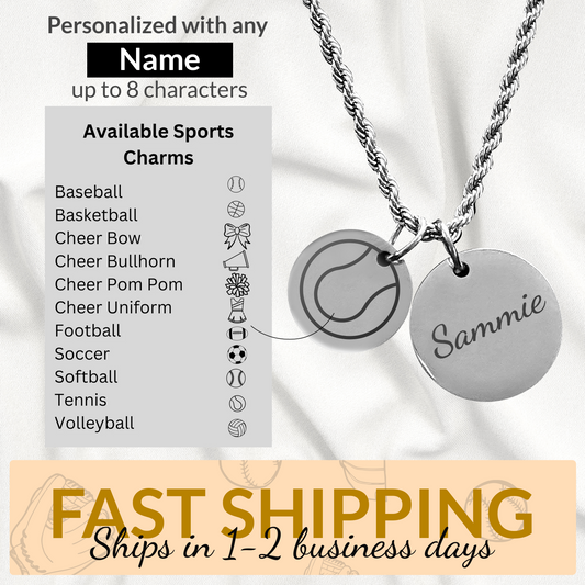 Stainless Steel Silver Custom Two Charm Sports Necklace