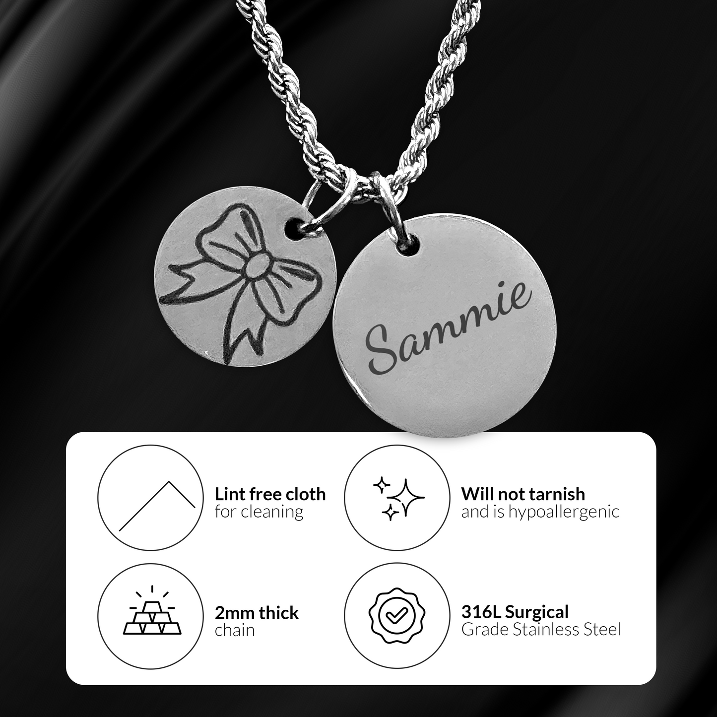 Stainless Steel Custom Two Charm Sports Necklace