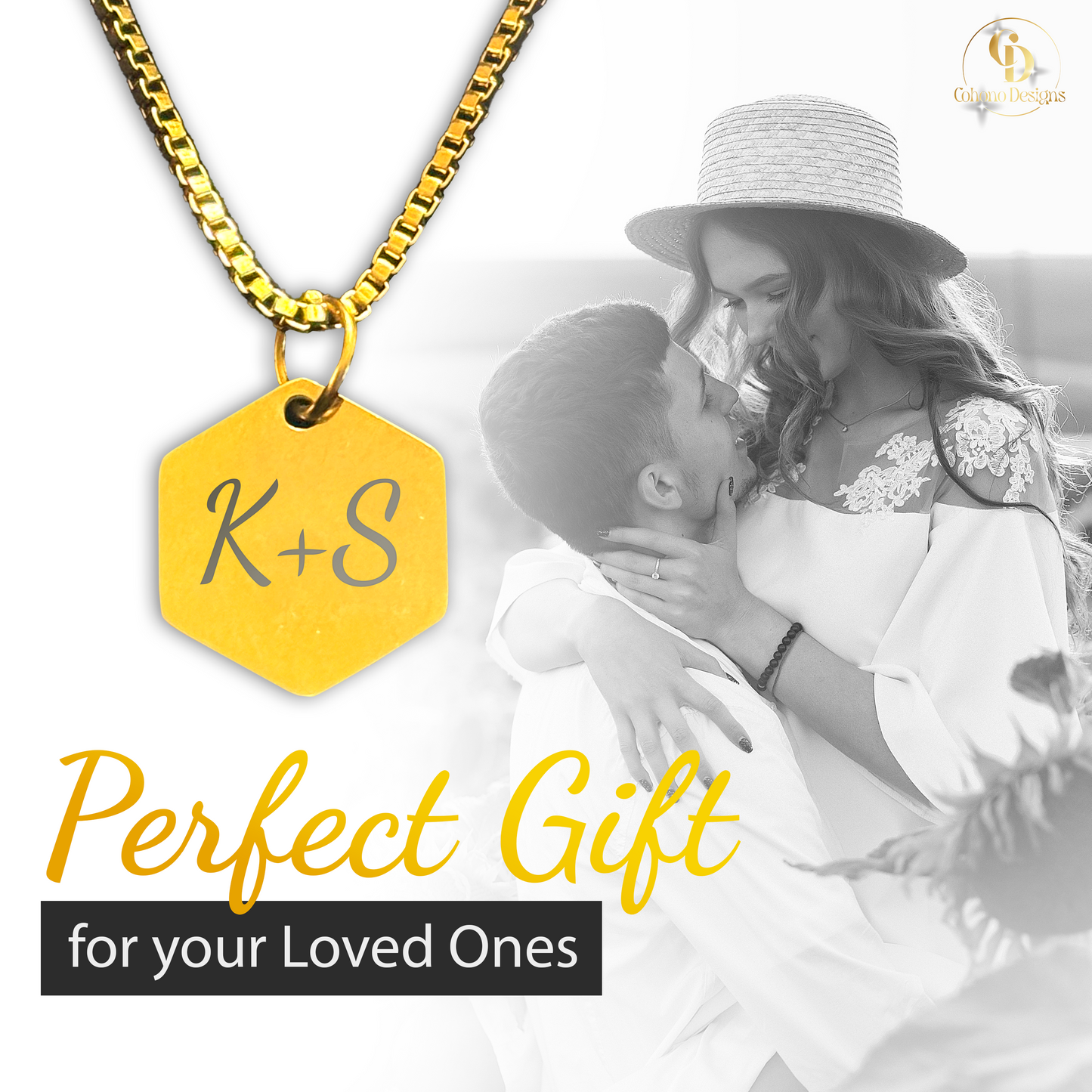 Personalized Gold Couple's Box Chain Necklace