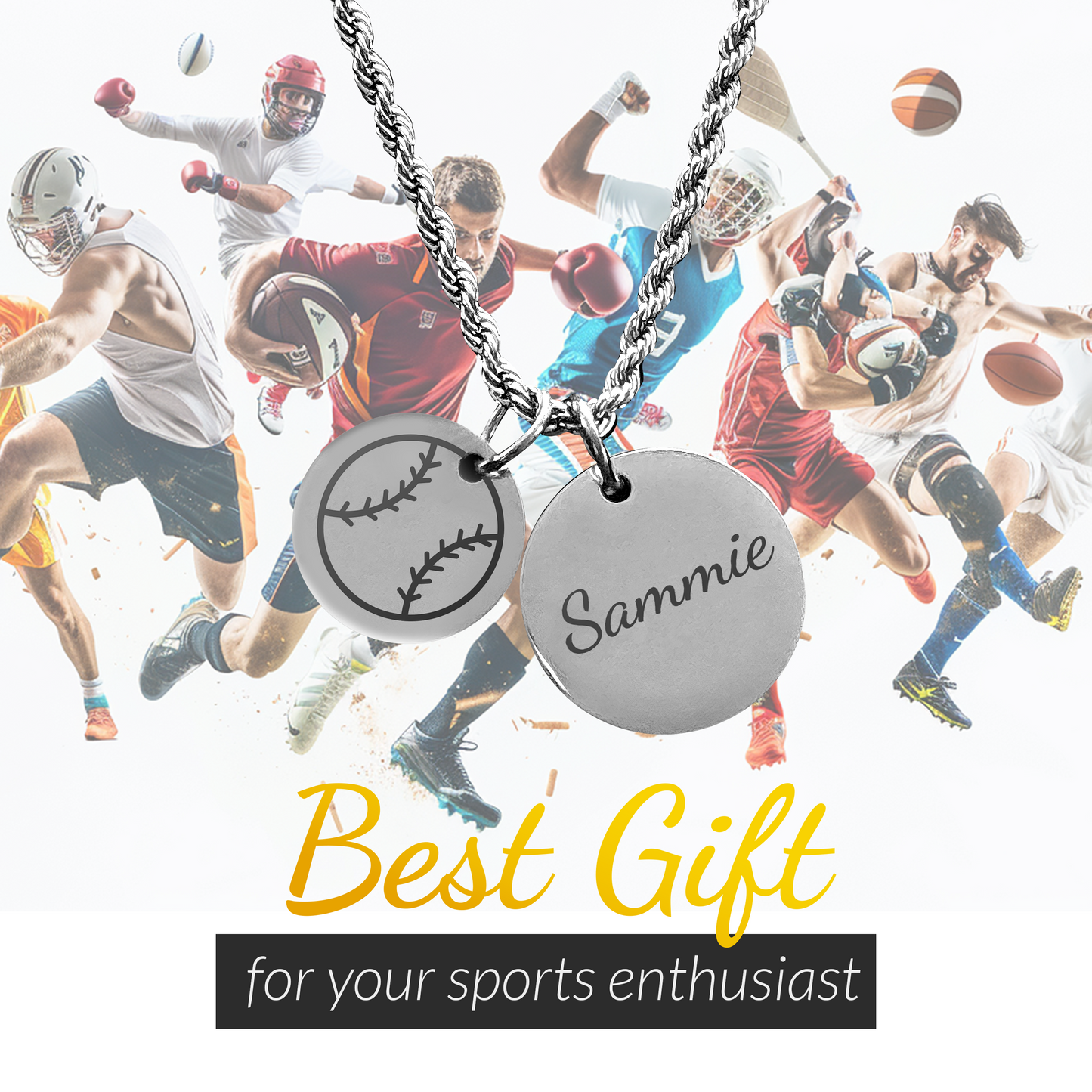 Stainless Steel Custom Two Charm Sports Necklace