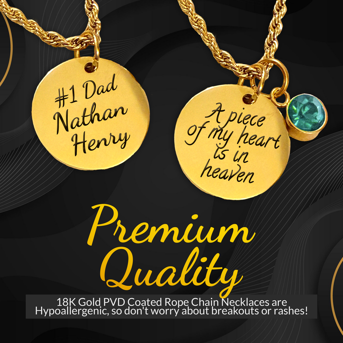 Personalized “Piece of My Heart Is in Heaven” Memorial Necklace