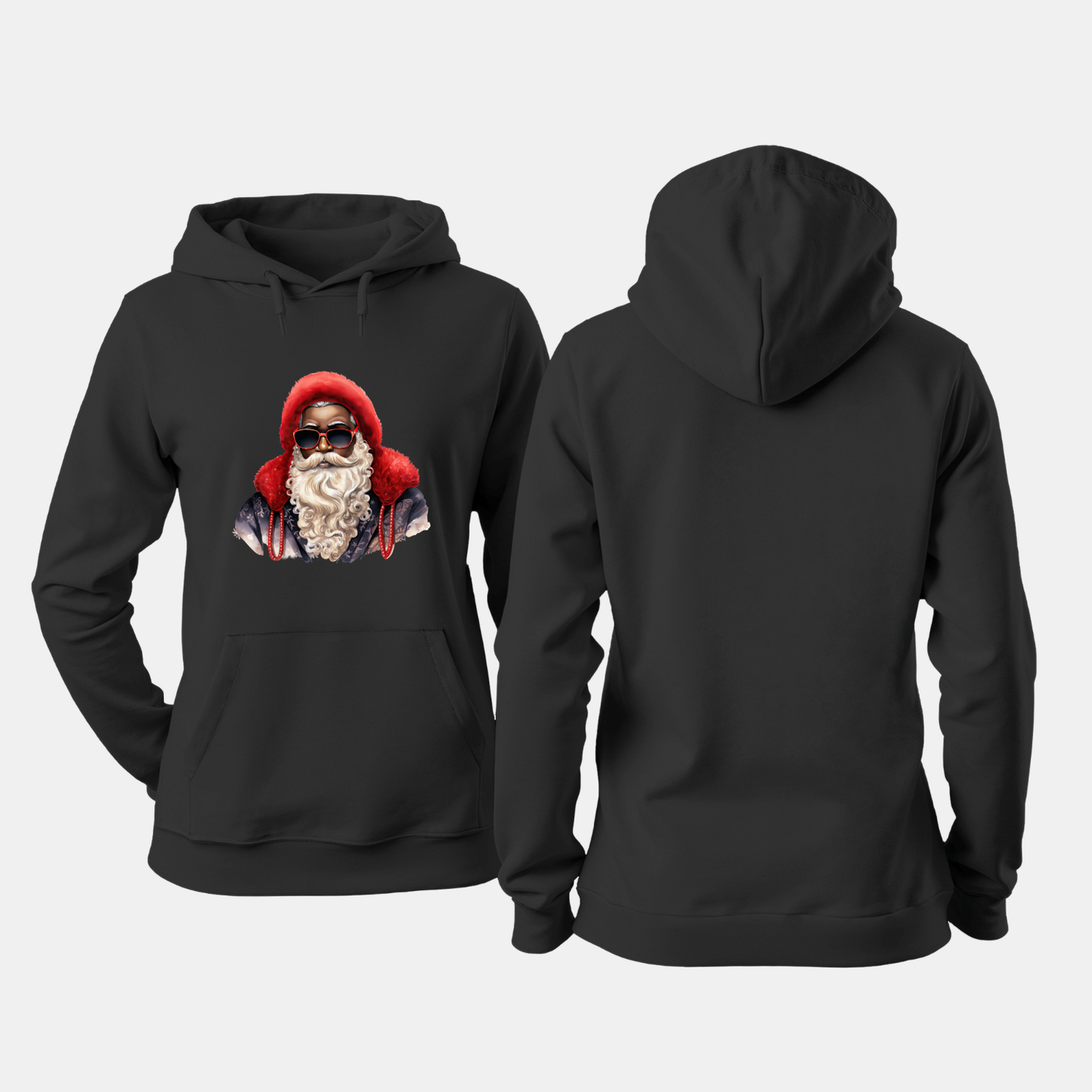 Adult Red Hat Sunglasses Black Santa Hoodie