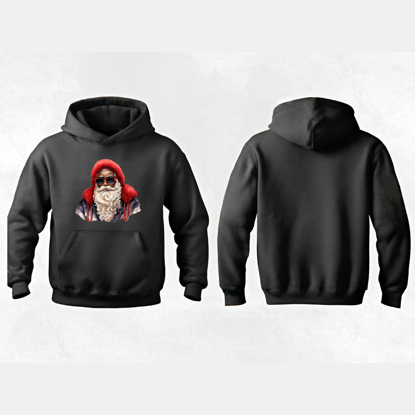 Adult Red Hat Sunglasses Black Santa Hoodie