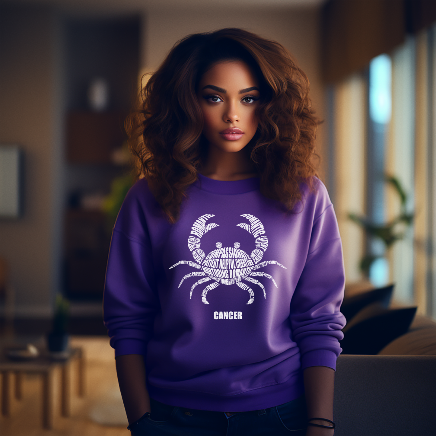 Zodiac Characteristics Crewneck Sweatshirt – Purple Edition