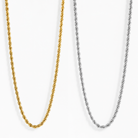 Stainless Steel or 18K Gold PVD Rope Chain Necklace