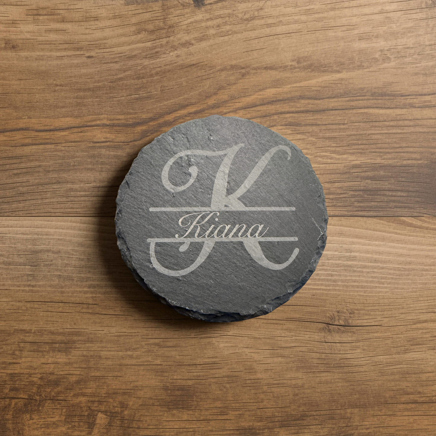 Personalized Slate Monogram Coaster Set (Set of 4) with Holder