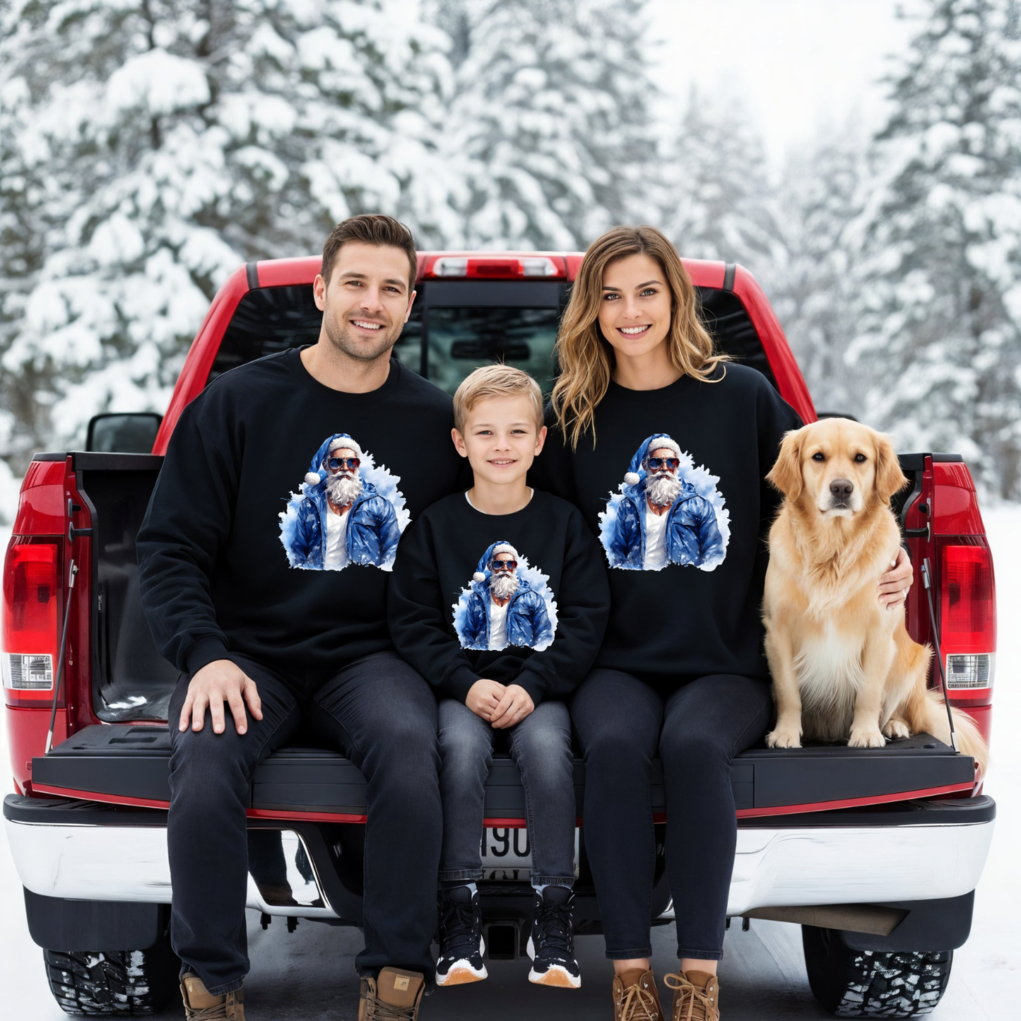 Youth Cool Blue Santa Crewneck Sweatshirt