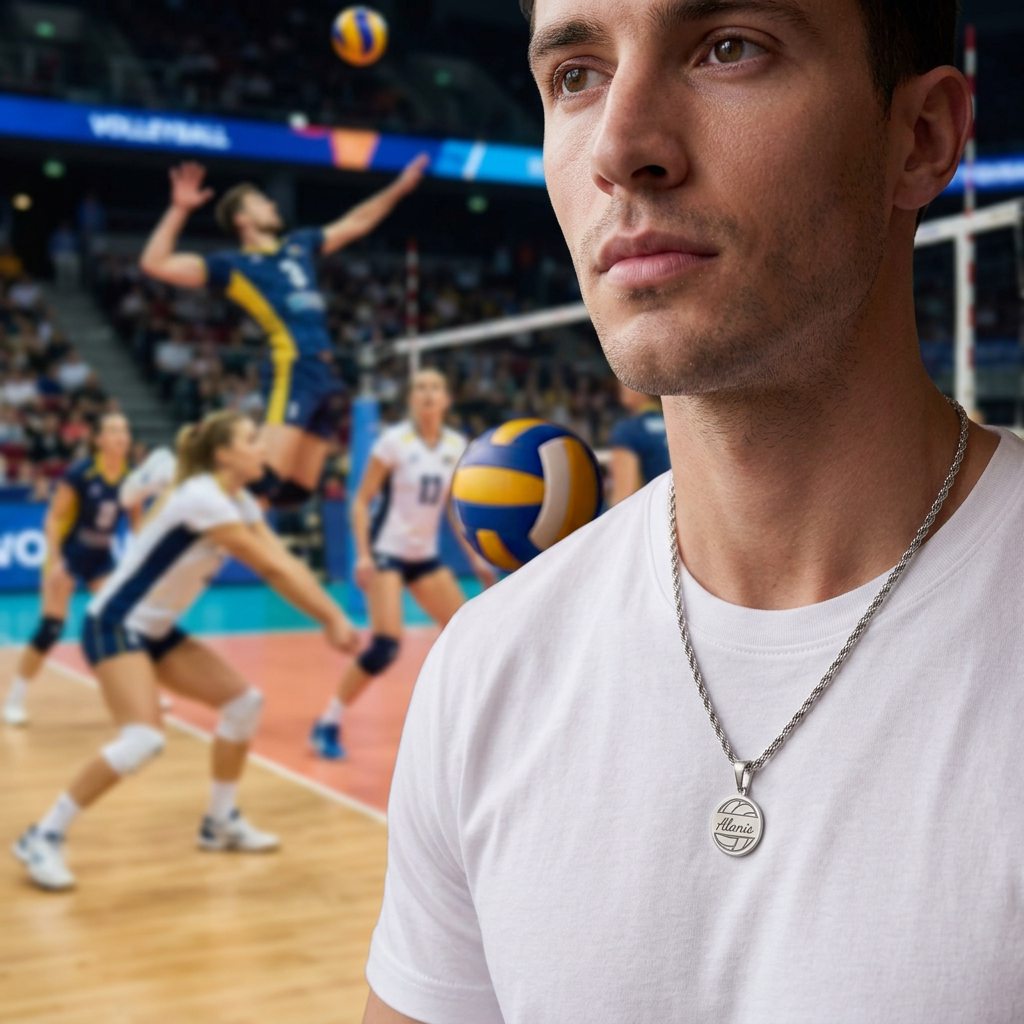 Volleyball - Personalized 5/8" Pendant Volleyball Necklace