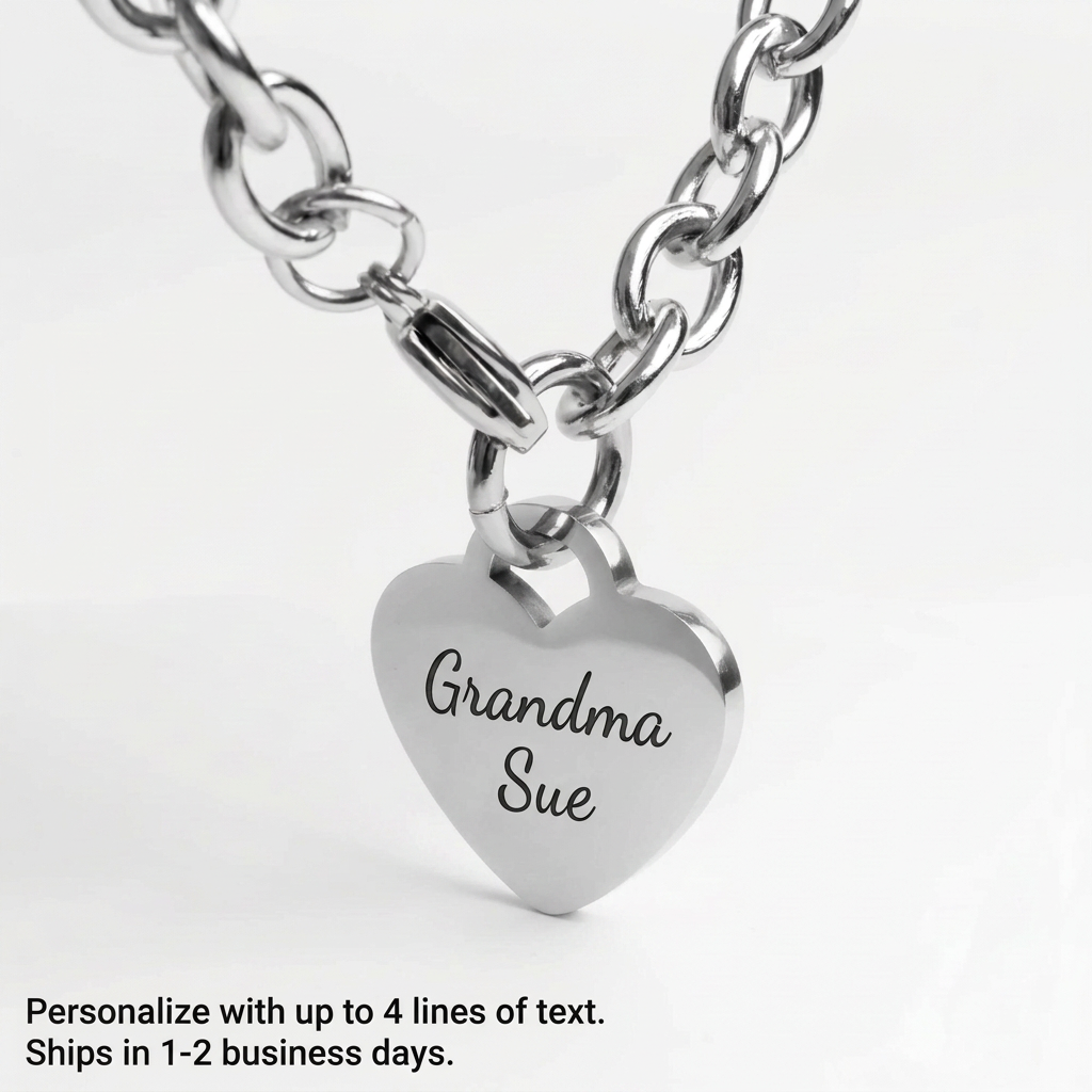 Personalized Stainless Steel Heart Bracelet
