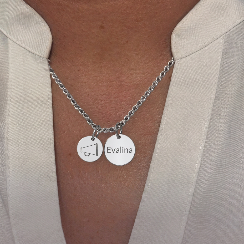 Personalized Two-Charm Cheer Necklace | Stainless Steel & 18K Gold PVD