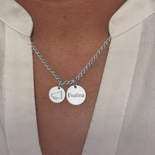 Personalized Two-Charm Cheer Necklace | Stainless Steel & 18K Gold PVD