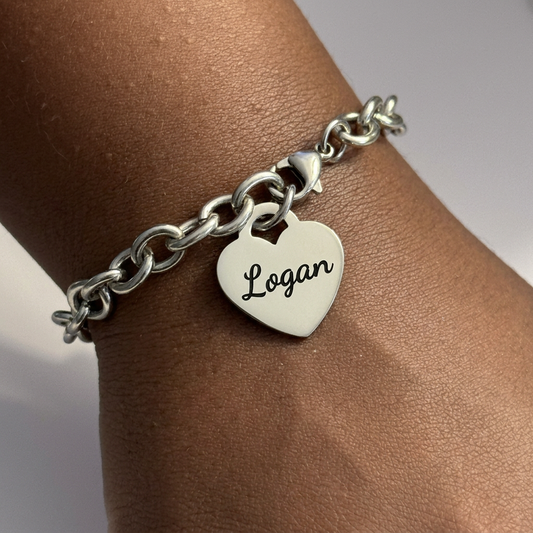 Personalized Stainless Steel Heart Bracelet