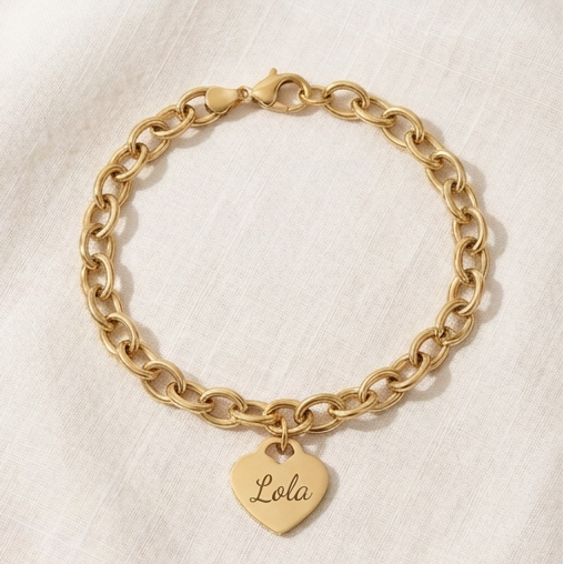 Personalized 18K Gold PVD Stainless Steel Heart Anklet