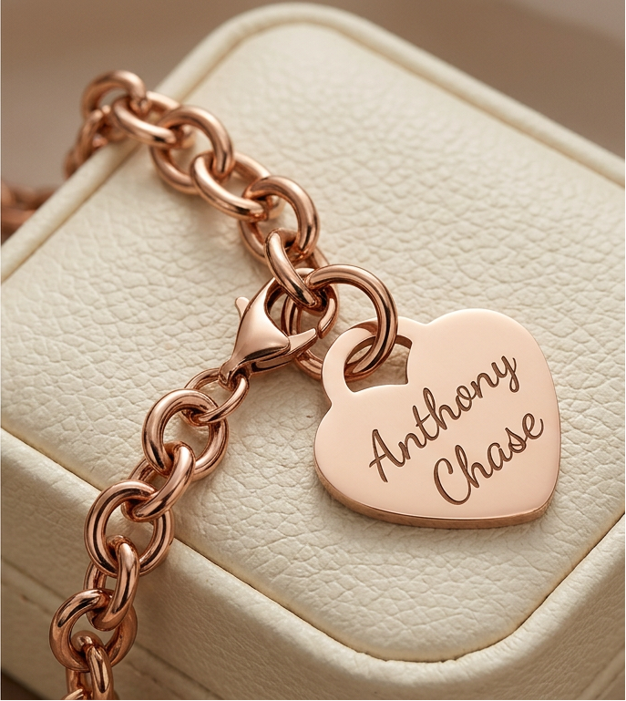 Personalized 18K Rose Gold PVD Stainless Steel Heart Necklace
