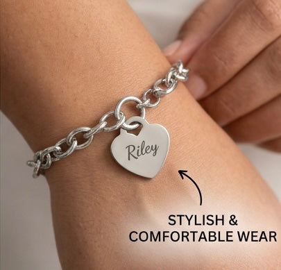 Personalized Stainless Steel Heart Bracelet