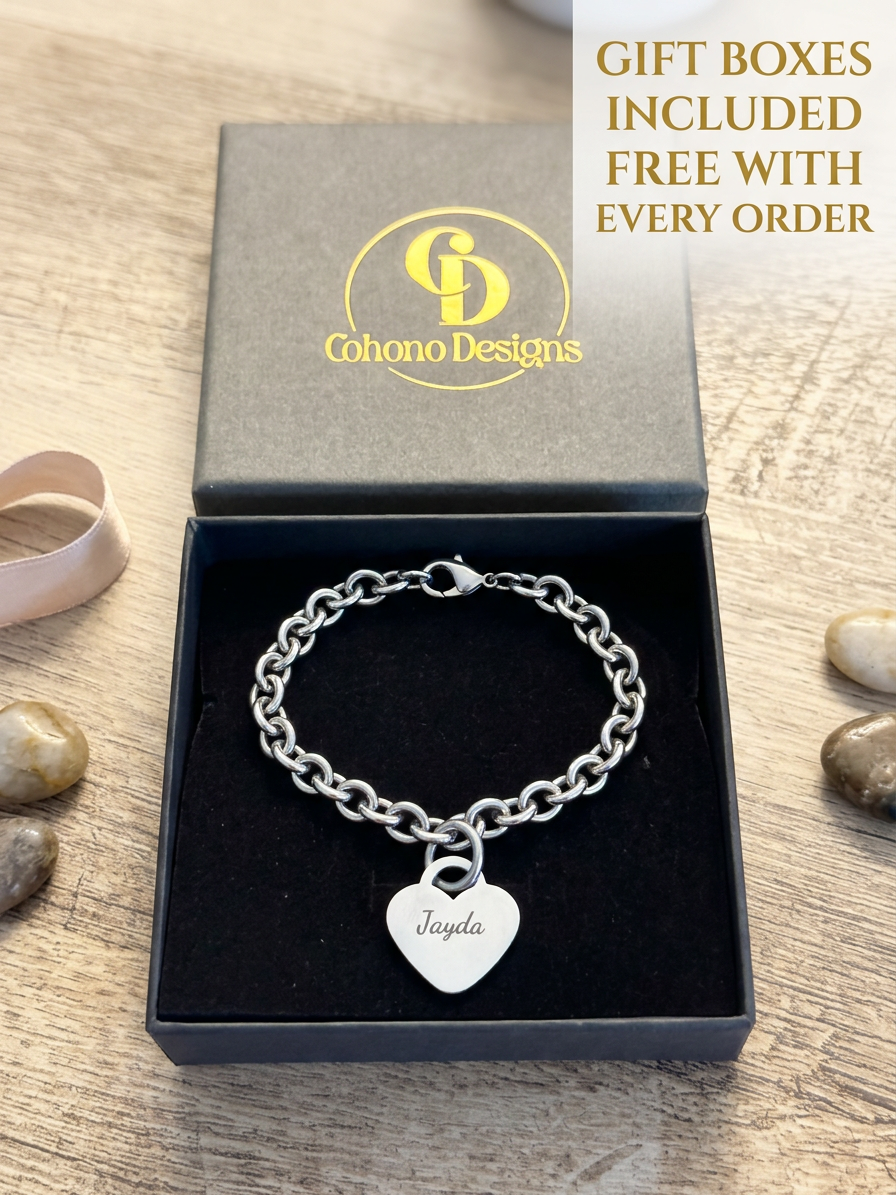 Personalized Stainless Steel Heart Bracelet