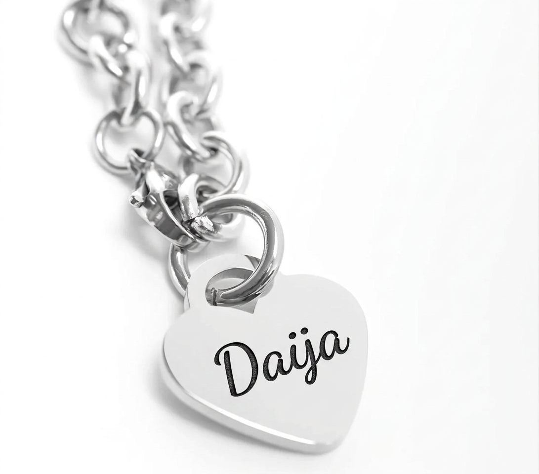 Personalized Stainless Steel Heart Bracelet