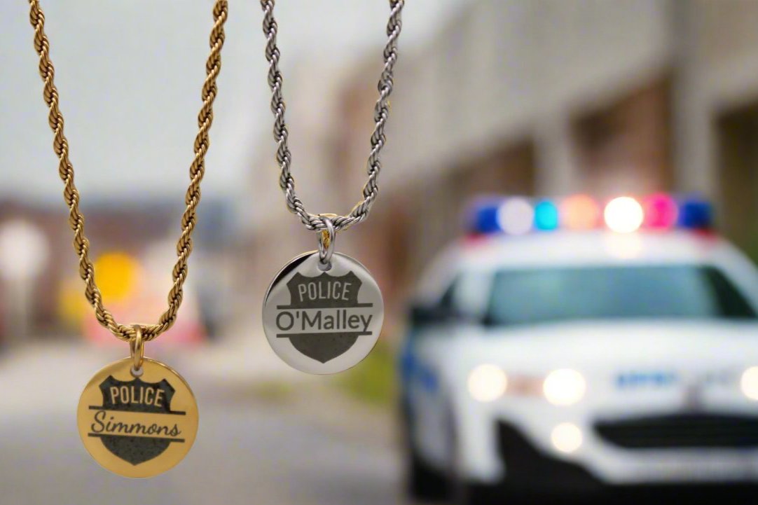 Personalized Police Officer Name Pendant Necklace