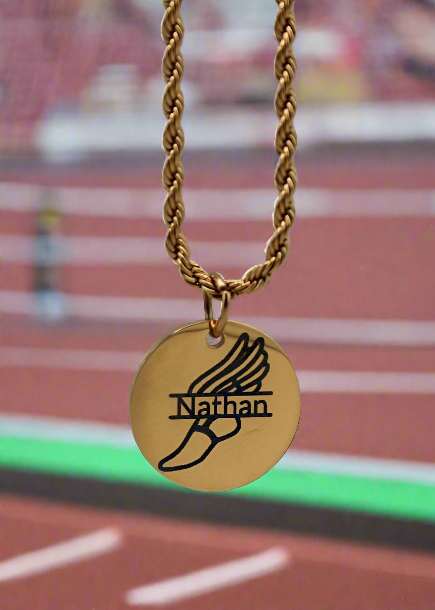 Personalized Track & Field Winged Shoes Necklace