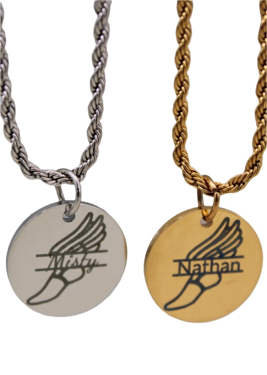 Personalized Track & Field Winged Shoes Necklace