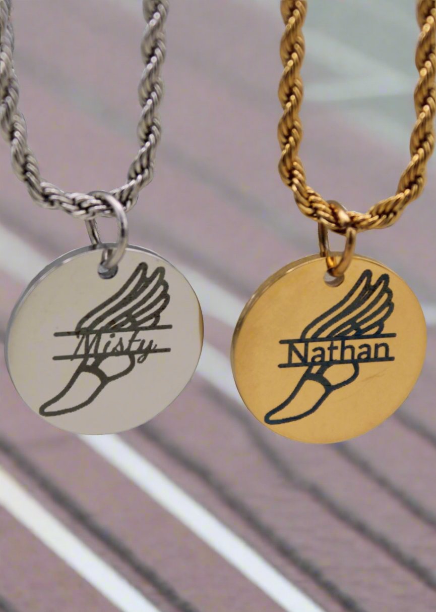 Personalized Track & Field Winged Shoes Necklace